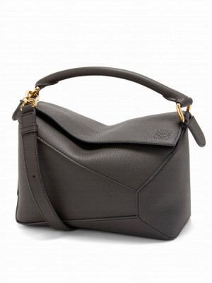 Loewe Small Puzzle Bag In Soft Grained Calfskin Dark Gray