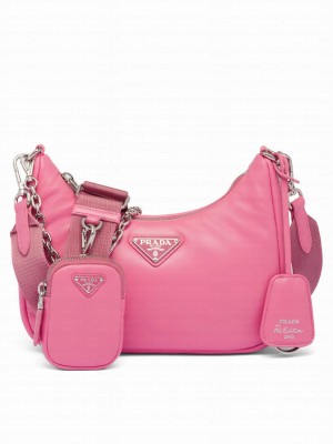 Prada Padded Nappa-leather Prada Re-Edition 2005 Shoulder Bag 1BH204 Pink