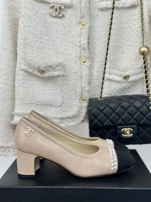 Chanel Women's 6cm Leather With Pearl Pumps Light Pink