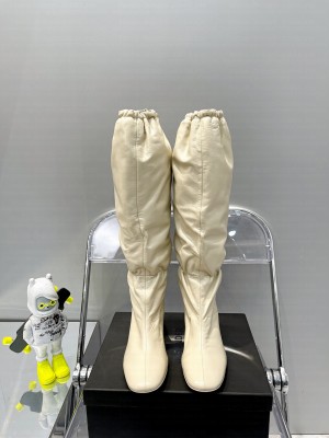 Jil Sander 7cm Round heel stretch long boots beige
