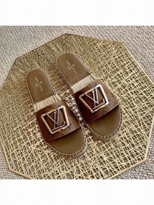 Louis Vuitton Monogram Reverse Canvas Espadrille Slide Sandals with Square LV Buckle 2021 Collection