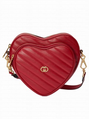 Gucci Interlocking g Mini Heart Shoulder Bag 751628 Red