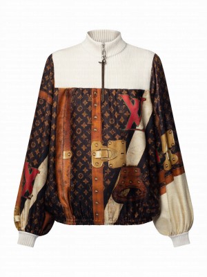 Louis Vuitton Women's LV Trunk Rib Collar Blouse Cream