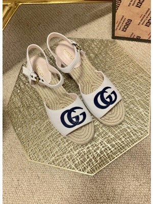 Gucci GG Wedge Sandals 10cm White 2021 Collection