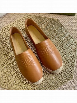 Dior Granville Espadrilles in Tan Brown Embossed Lambskin Spring/Summer 2021 Collection