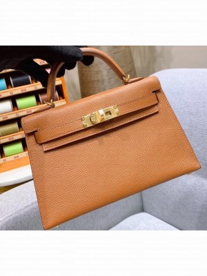 Hermes Mini Kelly II Bag in Original Epsom Leather Brown