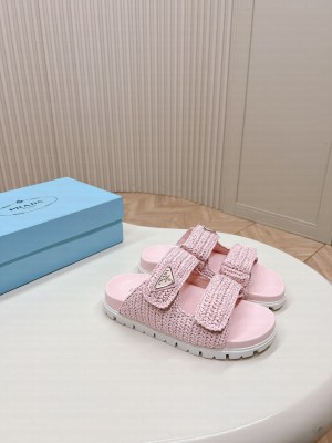 Prada Crochet Cage Slide Flat 2024 Pink