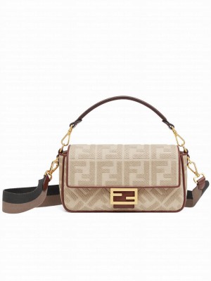 Fendi Beige FF Canvas Bag Cream