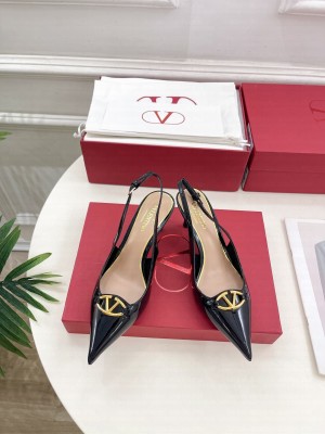 Valentino Garavani The Bold Edition Vlogo Slingback 60mm Sandals In Black Patent Leather 2025