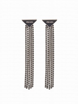 Prada Women's Symbole Drop Earrings Black
