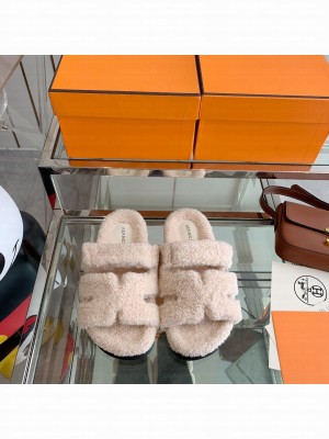 Hermes woolskin Oran Flat Slide Sandals 140 2022 Collection