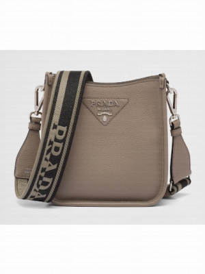 Prada Leather mini shoulder bag 1BH191 Clay Grey