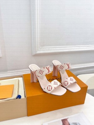 Louis Vuitton Silhouette 8.5cm in Monogram Leather Pink Slide Mule 2023 