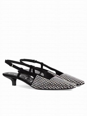 Gucci Women's Slingback Pump With Crystals Black