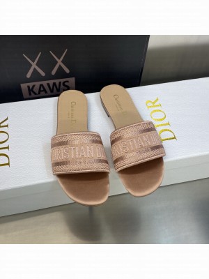 Dior Dway Slide Sandals in Cotton Embroidered 2023 Collection 042