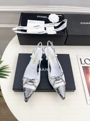 Chanel slingback pumps pointed leather black 2025