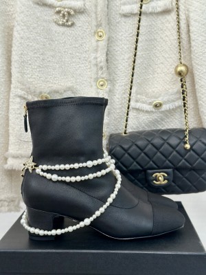 Chanel Women's Short Boots G45794 Black 2024 