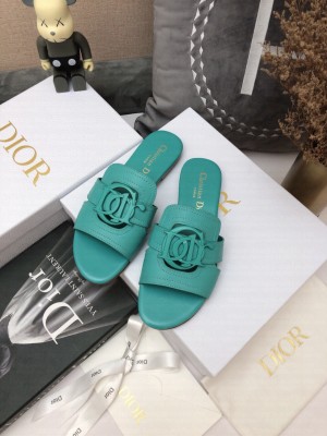 Christian Dior 30 MONTAIGNE SLIDE Light Blue Calfskin Flat Sandal 2021 Collection