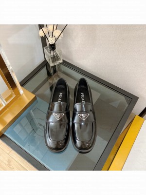 Prada brushed leather Loafers black