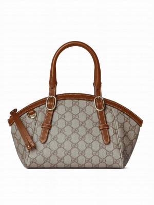 Gucci GG Emblem Small Top Handle Bag Coffee