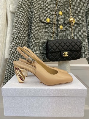 Dior Rhodes Calfskin Slingback Pumps Beige 2022 Collection