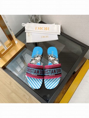 Dior DWAY SLIDE Orange Embroidered Cotton 2022 Collection