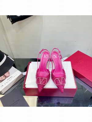Valentino VLogo Slingback Pumps 8cm With Pink Crytal 2022 Collection