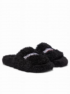 Balenciaga Women's Furry Slide Sandal Black