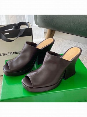 Bottega Veneta Stack Mules Coffee Brown  2021 Collection