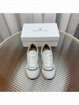 Brunello Cucinelli Suede runners with precious contour