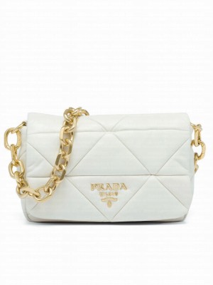 Prada System Nappa Patchwork Shoulder Bag 1BD328 White