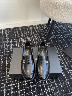 Chanel Moccasins Shiny Calfskin Loafers Black 2024