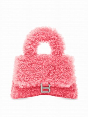 Balenciaga Furry Hourglass XS Handbag With Strap Pink