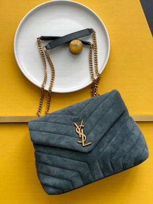YSL Saint Laurent LouLou Small Bag in Y-Quilted Suede 4946991 Algae