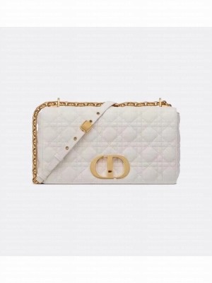 LARGE DIOR CARO BAG Soft Cannage Calfskin M9243U white