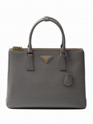 Prada Large Prada Galleria Saffiano Leather Bag 1BA274 Gray