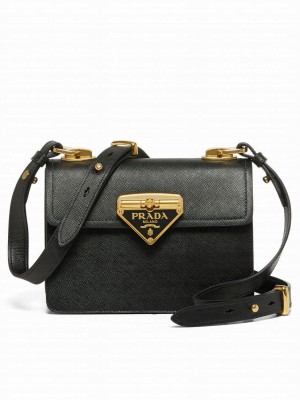 Prada Saffiano Leather Symbole Bag 1BD270 Black