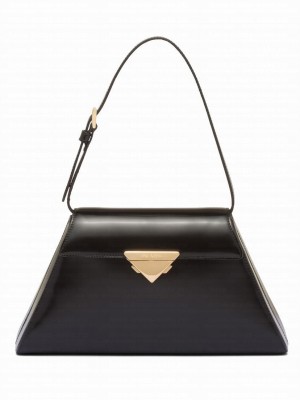 Prada Medium Brushed Leather Handbag 1BD343 Black