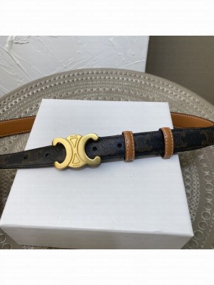 Celine Triomphe Width 2.5cm Belt With Brass Buckle 03