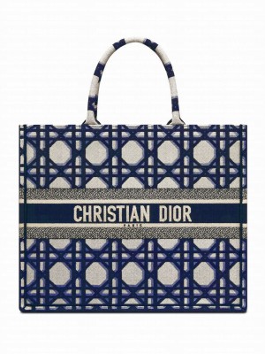 Christian Dior Large Dior Book Tote Dark Blue
