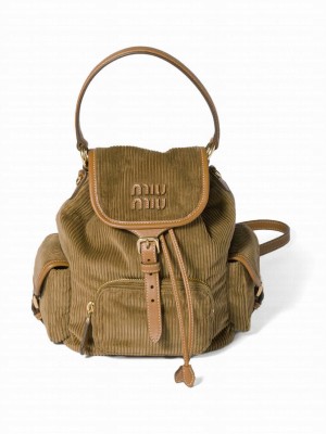Miu Miu Corduroy Backpack 5BZ043 Apricot