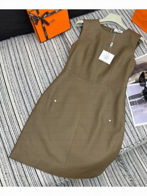 Hermes Women's Sheepskin Dress Henna