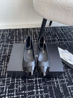 Chanel Mary Janes Lambskin & Patent Calfskin G46024 Black