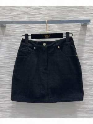 Fendi Women's FF Denim Skirt Black