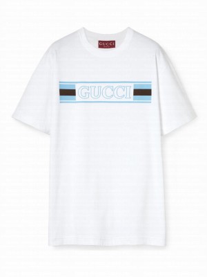 Gucci Women's Printed Cotton Jersey T-Shirt White