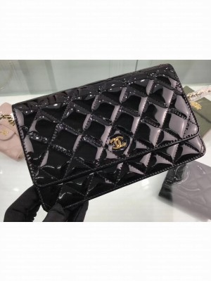 Chanel Wallet On Chain WOC Bag in Patent Leather Black/Gold