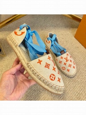 Louis Vuitton Starboard Monogram Canvas Espadrilles with Ankle Laces Blue 2021 Collection