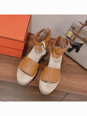 HERMES HEEL 8.5CM PLATFORM 5CM TIPOLI WEDGE ESPADRILLES 01