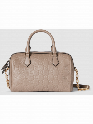 GUCCI GG EMBLEM MEDIUM BOSTON BAG 815255 Taupe