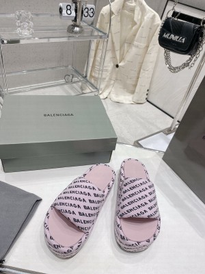 Balenciaga Unisex Logo Platform Slide Sandals 5cm 2023 05